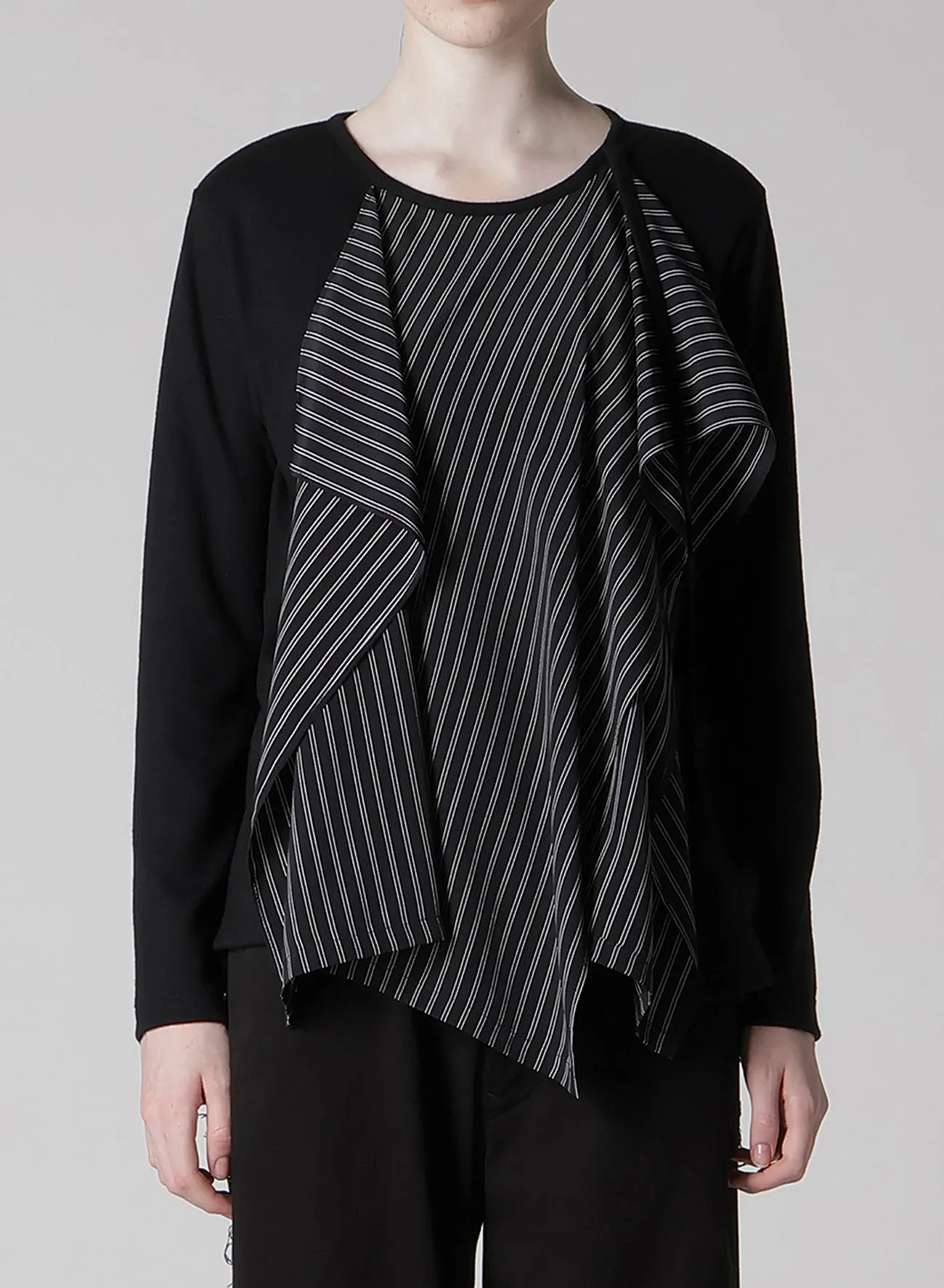 COTTON/CREPE DE CHINE FLARE ROUND NECK T sold by Yohji Yamamoto product image thumbnail 4