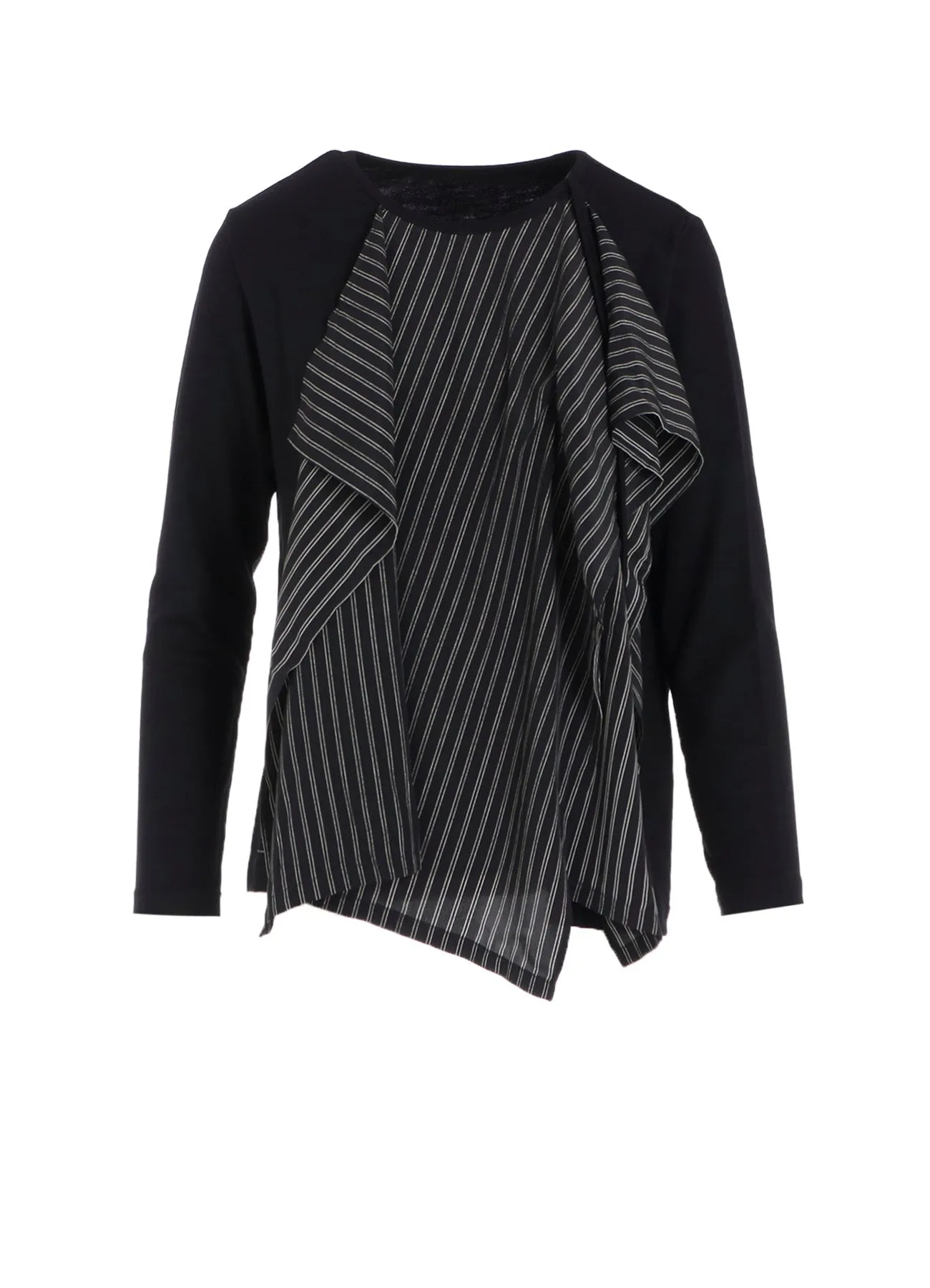 COTTON/CREPE DE CHINE FLARE ROUND NECK T sold by Yohji Yamamoto