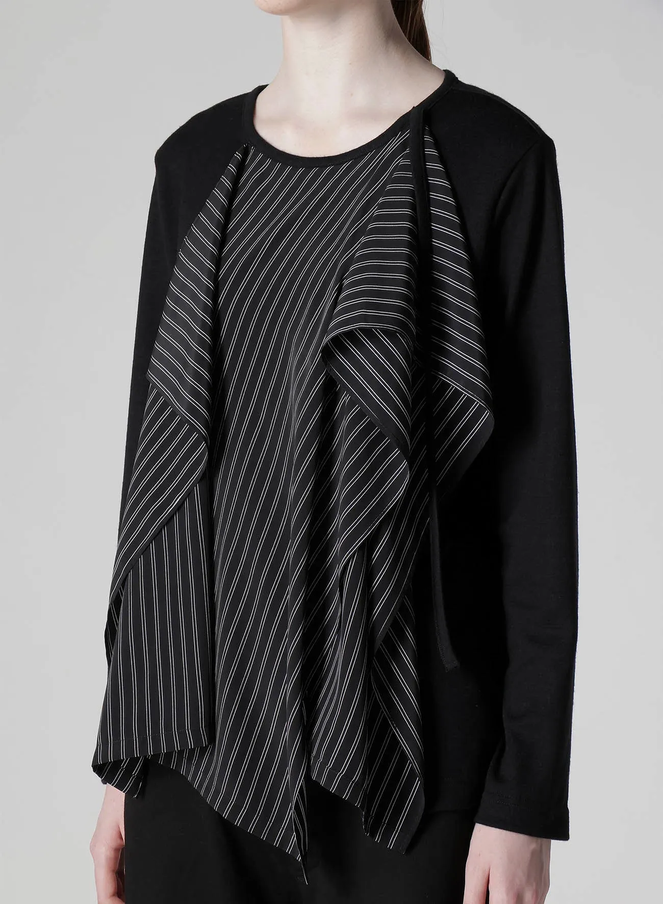 COTTON/CREPE DE CHINE FLARE ROUND NECK T sold by Yohji Yamamoto product image thumbnail 5