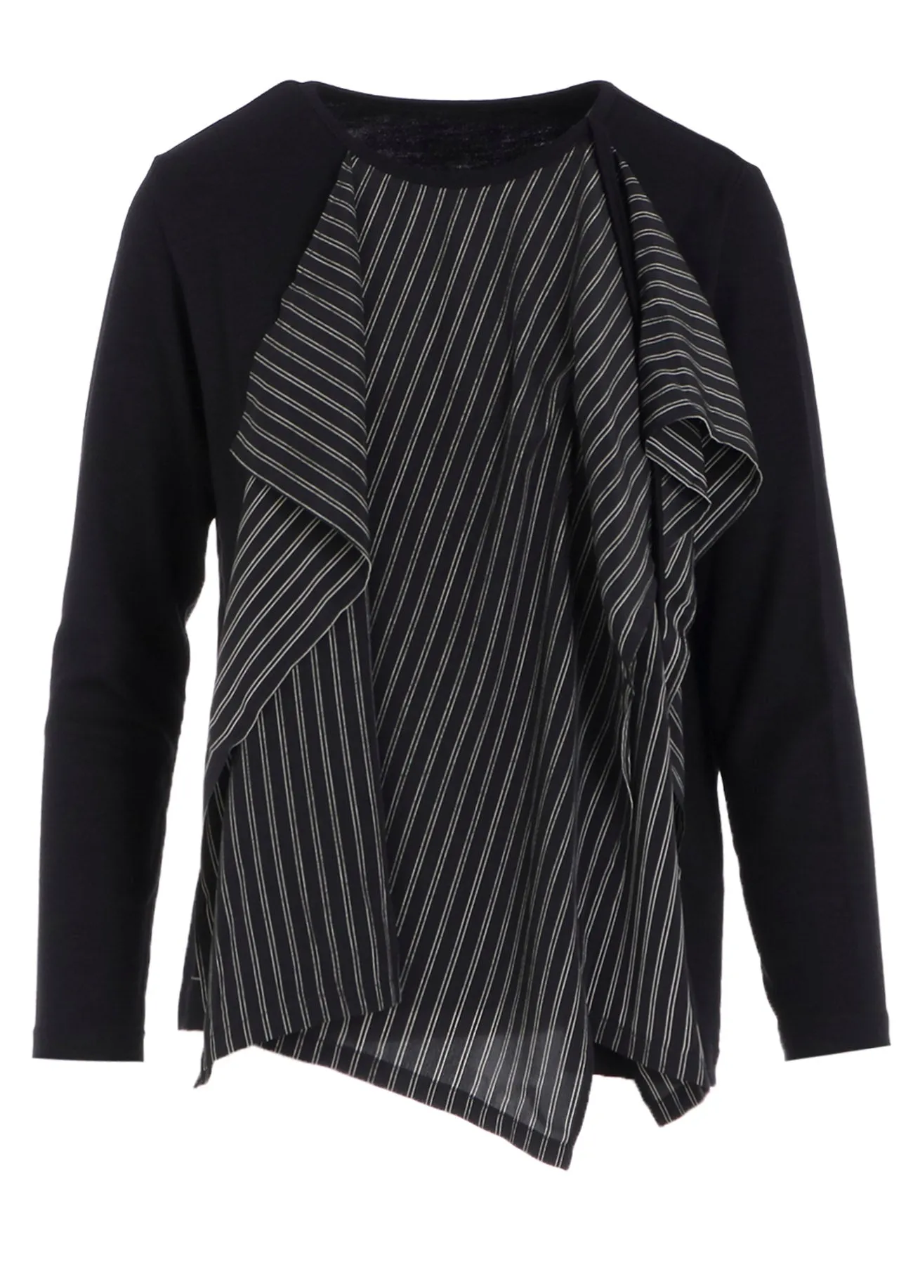 COTTON/CREPE DE CHINE FLARE ROUND NECK T sold by Yohji Yamamoto product image thumbnail 2