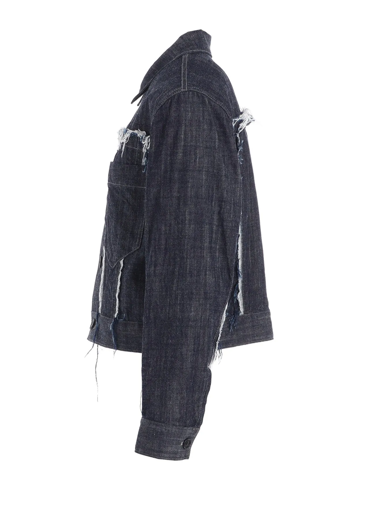 8OZ UNTRIMMED PANEL DENIM JACKET sold by Yohji Yamamoto product image thumbnail 3