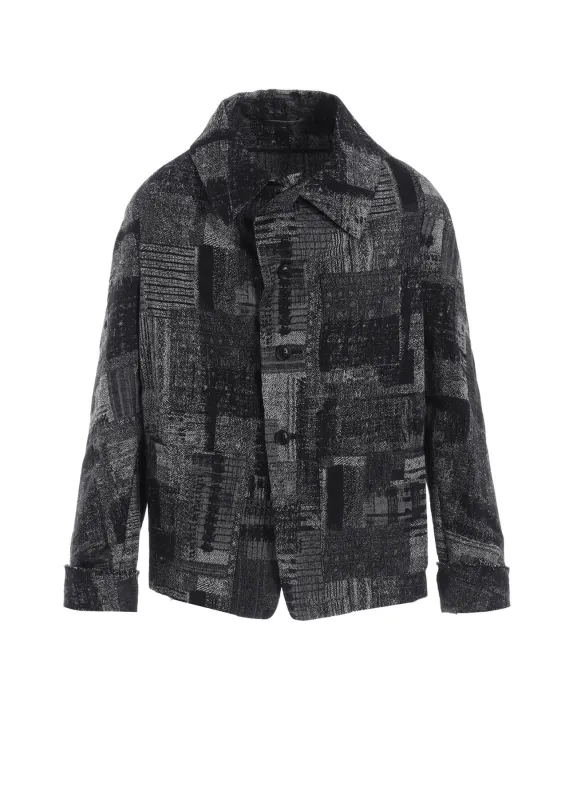 PATCHWORK JACQUARD OFF COLLAR DESGN JACKET sold by Yohji Yamamoto