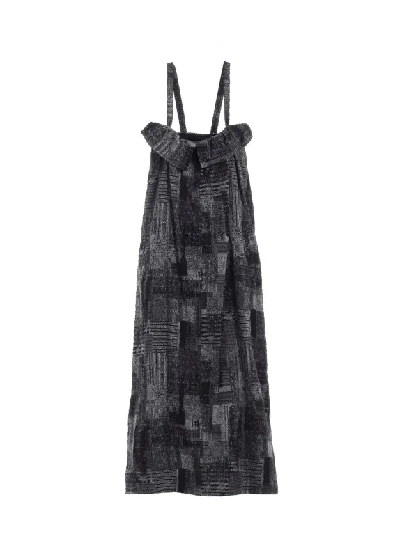 PATCHWORK JACQUARD FRONT GATHER DRESS sold by Yohji Yamamoto