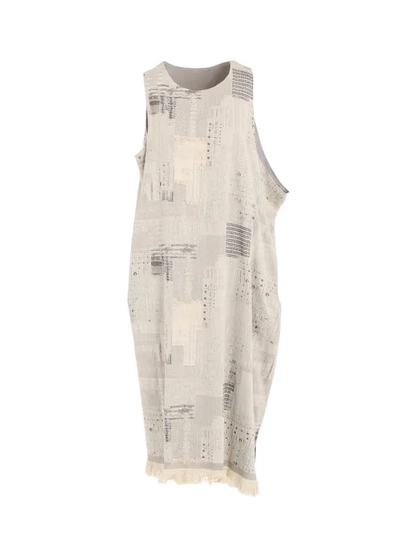 PATCHWORK JACQUARD ASYMMETRIC SLEEVELESS DRESS sold by Yohji Yamamoto