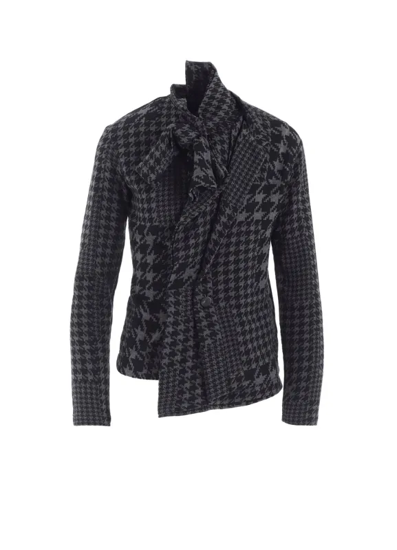 HOUNDSTOOTH UNBALANCED RIBBON CARDIGAN sold by Yohji Yamamoto