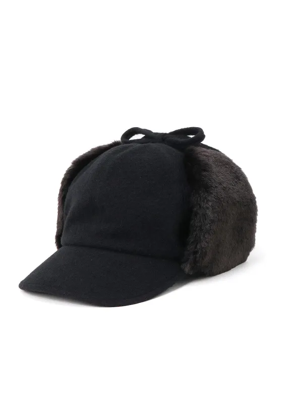 FLEECE CAP WITH FUR EARMUFF sold by Yohji Yamamoto