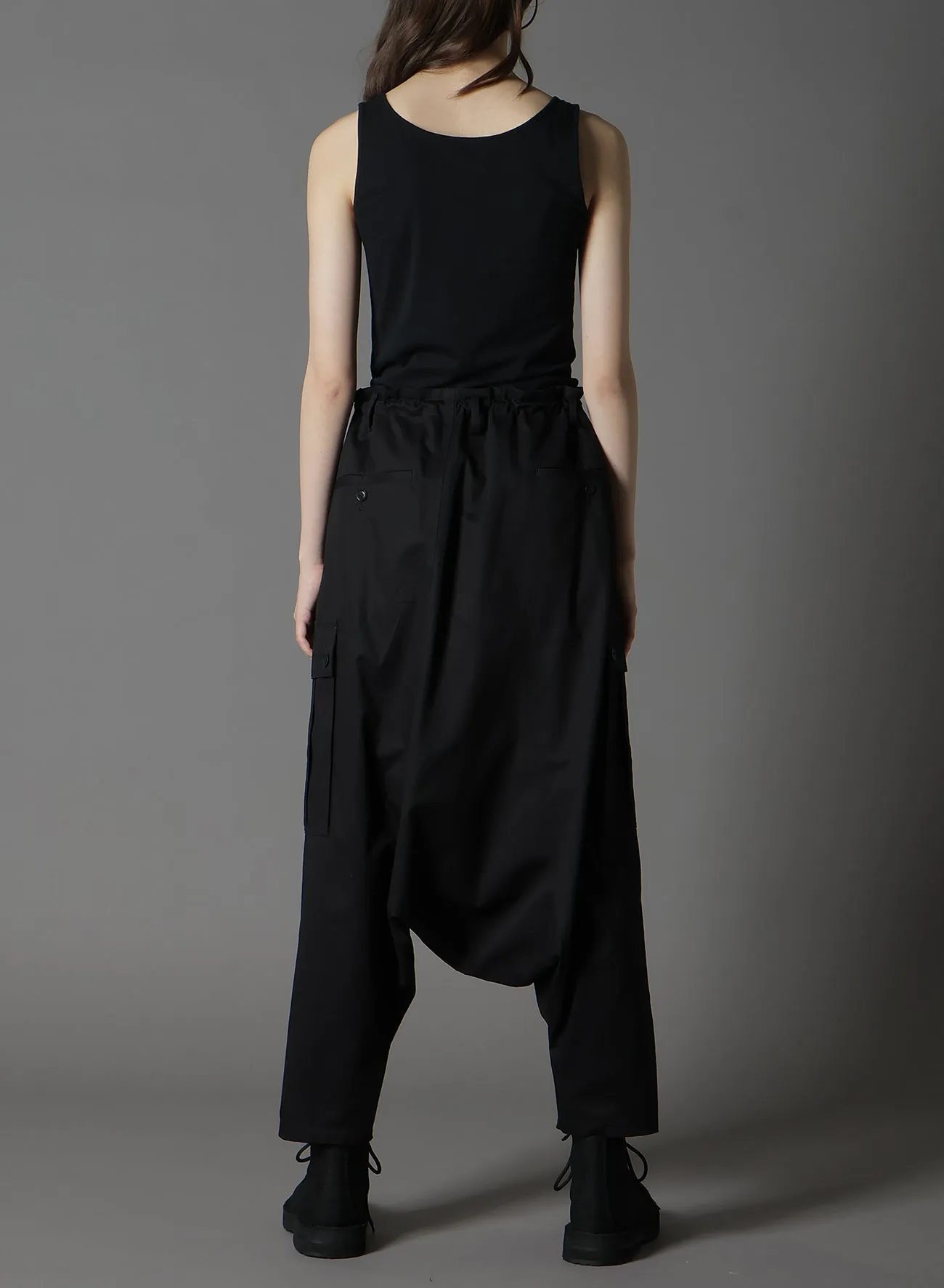 COTTON GABARDINE CARGO SAROUEL PANTS sold by Yohji Yamamoto product image thumbnail 4