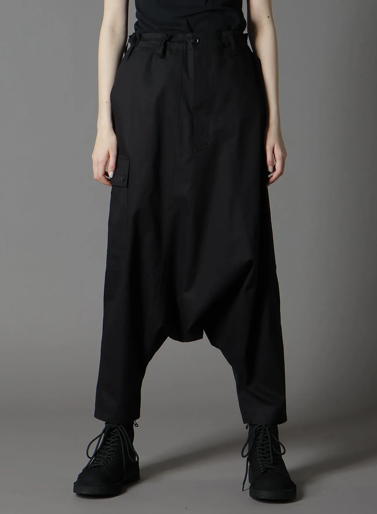 COTTON GABARDINE CARGO SAROUEL PANTS sold by Yohji Yamamoto product image thumbnail 5