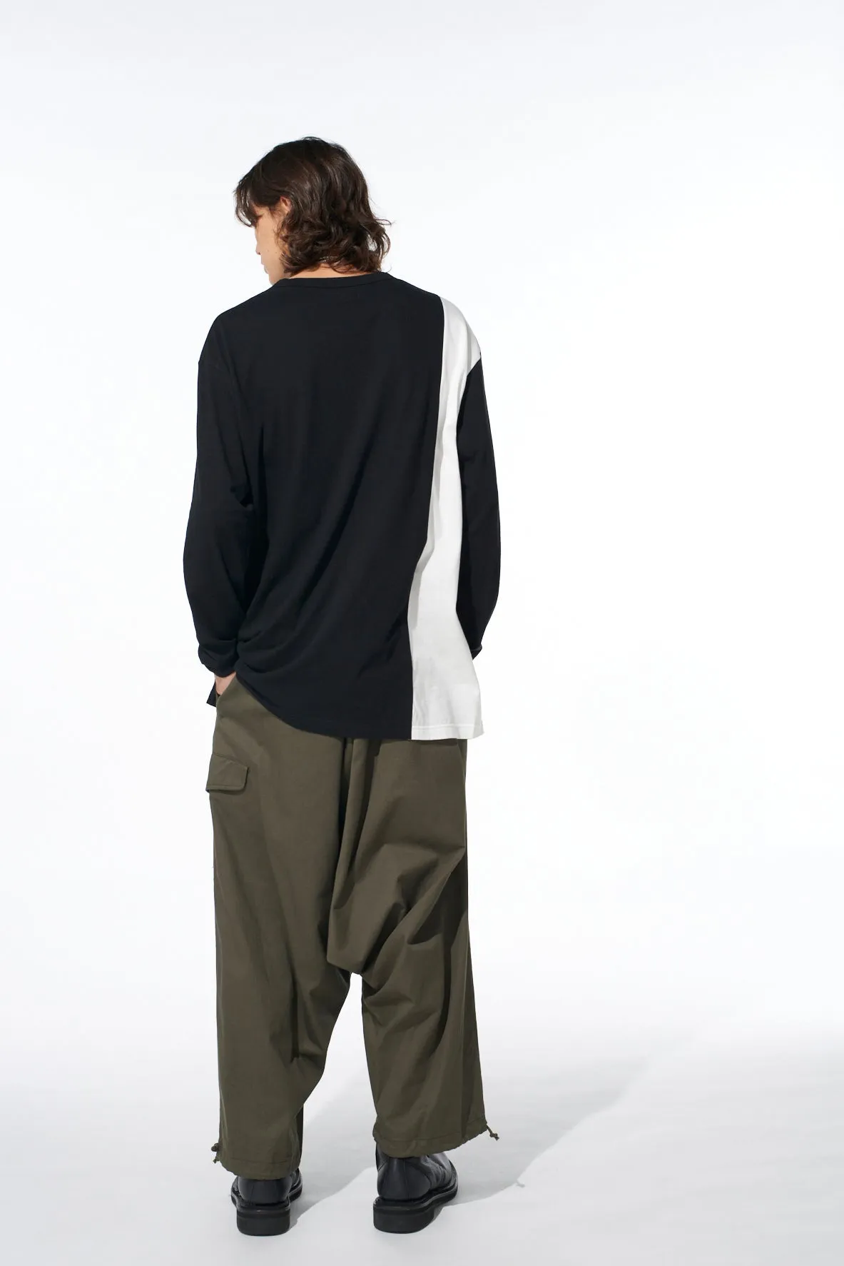 COTTON TWILL WIDE SAROUEL PANTS sold by Yohji Yamamoto product image thumbnail 4