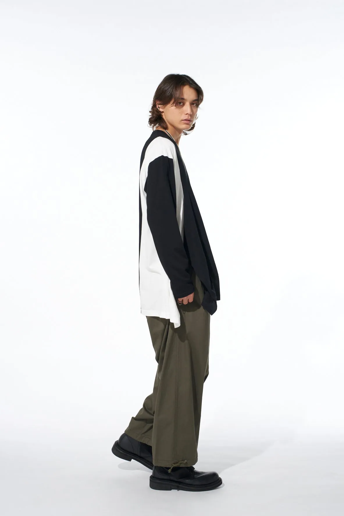 COTTON TWILL WIDE SAROUEL PANTS sold by Yohji Yamamoto product image thumbnail 5