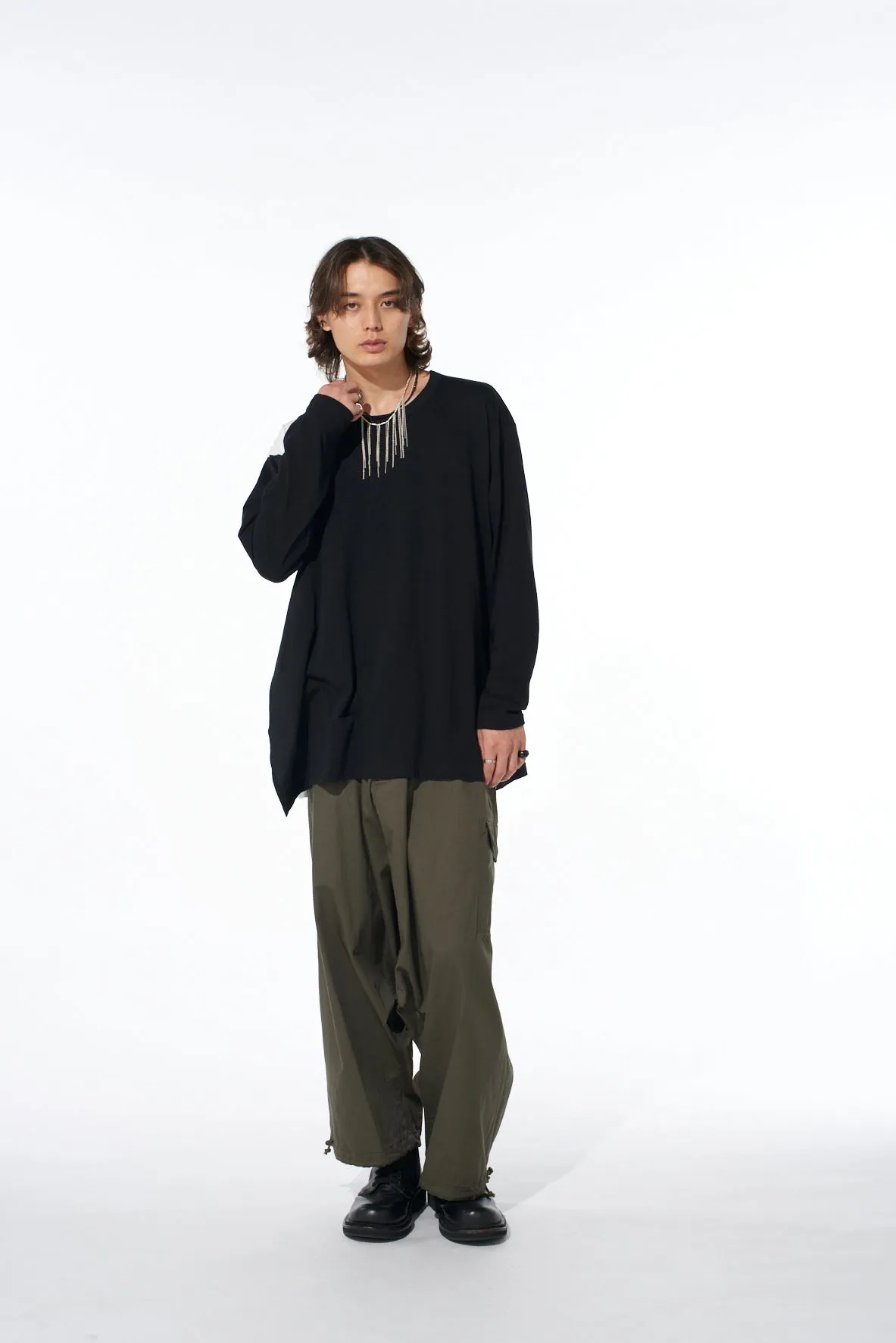 COTTON TWILL WIDE SAROUEL PANTS sold by Yohji Yamamoto product image thumbnail 2