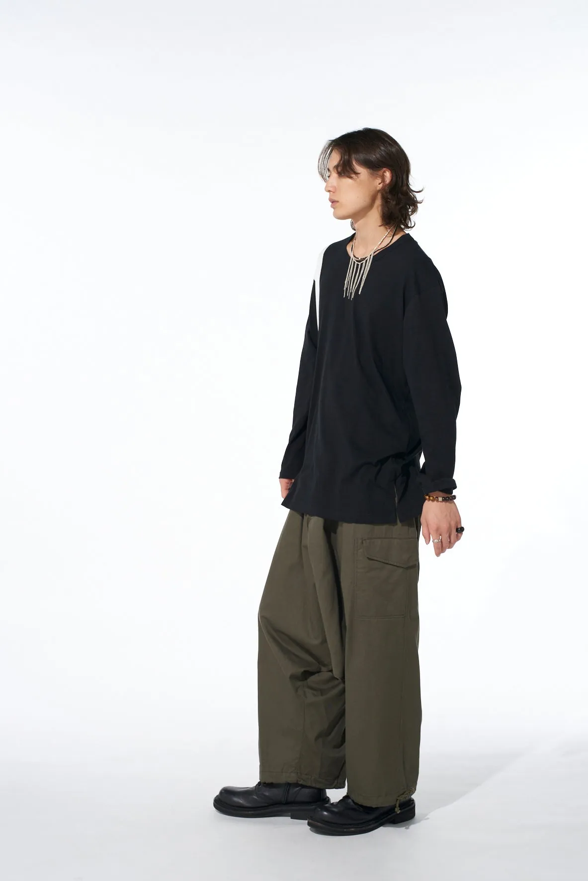COTTON TWILL WIDE SAROUEL PANTS sold by Yohji Yamamoto product image thumbnail 3
