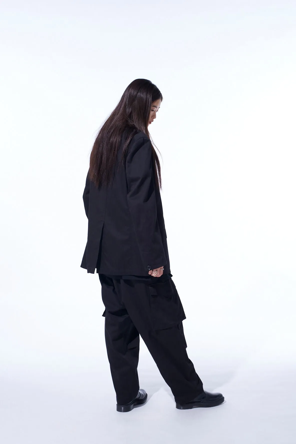 COTTON TWILL PEAKED LAPEL TAILORED JACKET sold by Yohji Yamamoto product image thumbnail 5