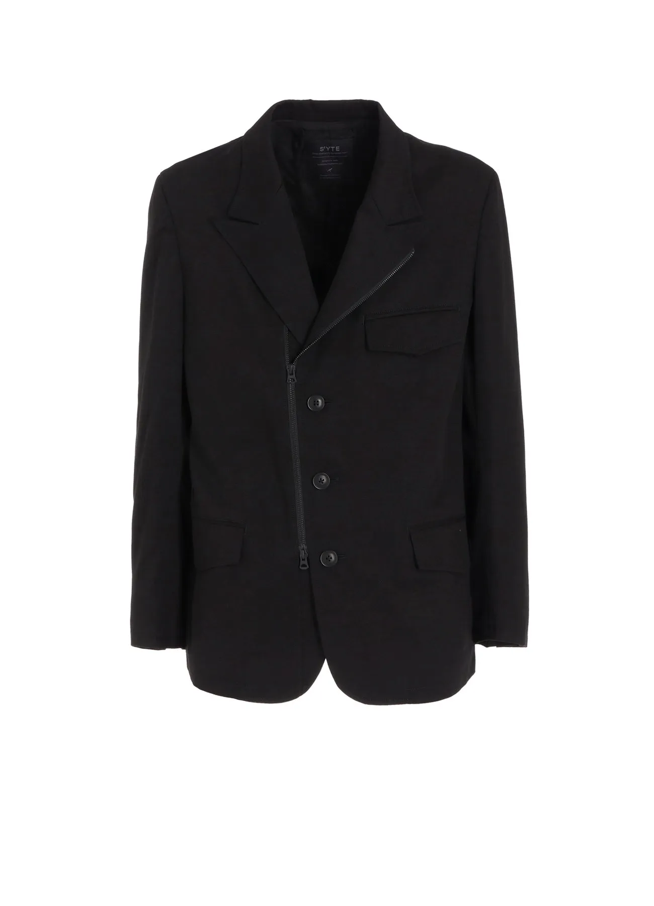 COTTON TWILL PEAKED LAPEL TAILORED JACKET sold by Yohji Yamamoto
