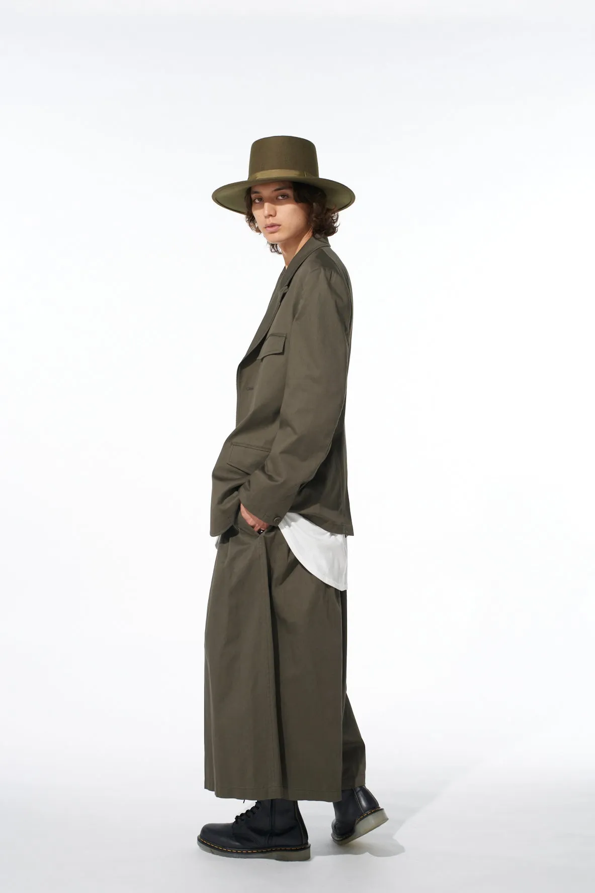 COTTON TWILL PEAKED LAPEL TAILORED JACKET sold by Yohji Yamamoto product image thumbnail 4