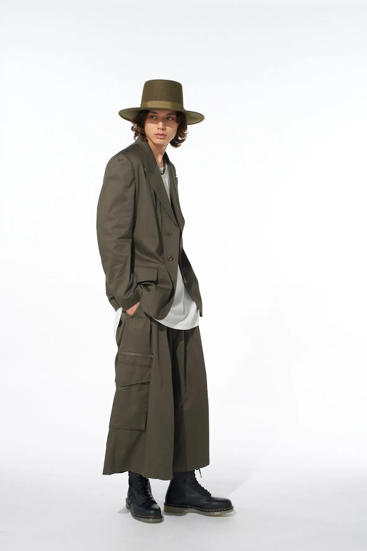 COTTON TWILL PEAKED LAPEL TAILORED JACKET sold by Yohji Yamamoto product image thumbnail 5
