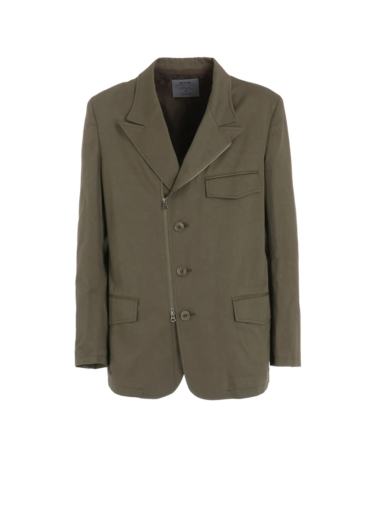 COTTON TWILL PEAKED LAPEL TAILORED JACKET sold by Yohji Yamamoto