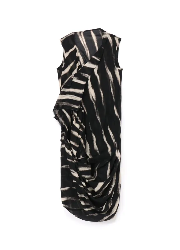 BLEACHED STRIPE DRAPE DARTS DRESS sold by Yohji Yamamoto