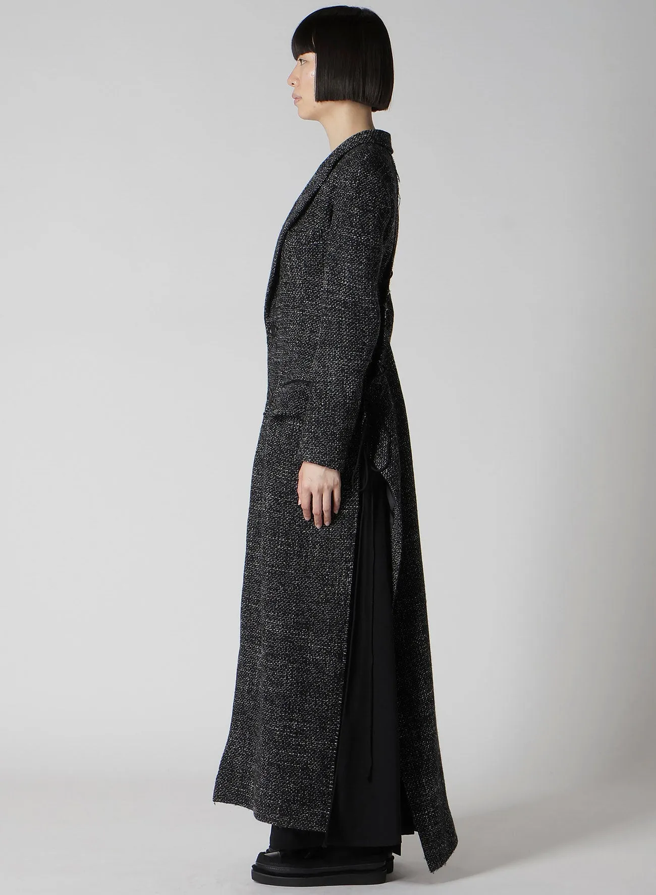 HANDMADE TWEED BACK LACE UP LONG COAT sold by Yohji Yamamoto product image thumbnail 4