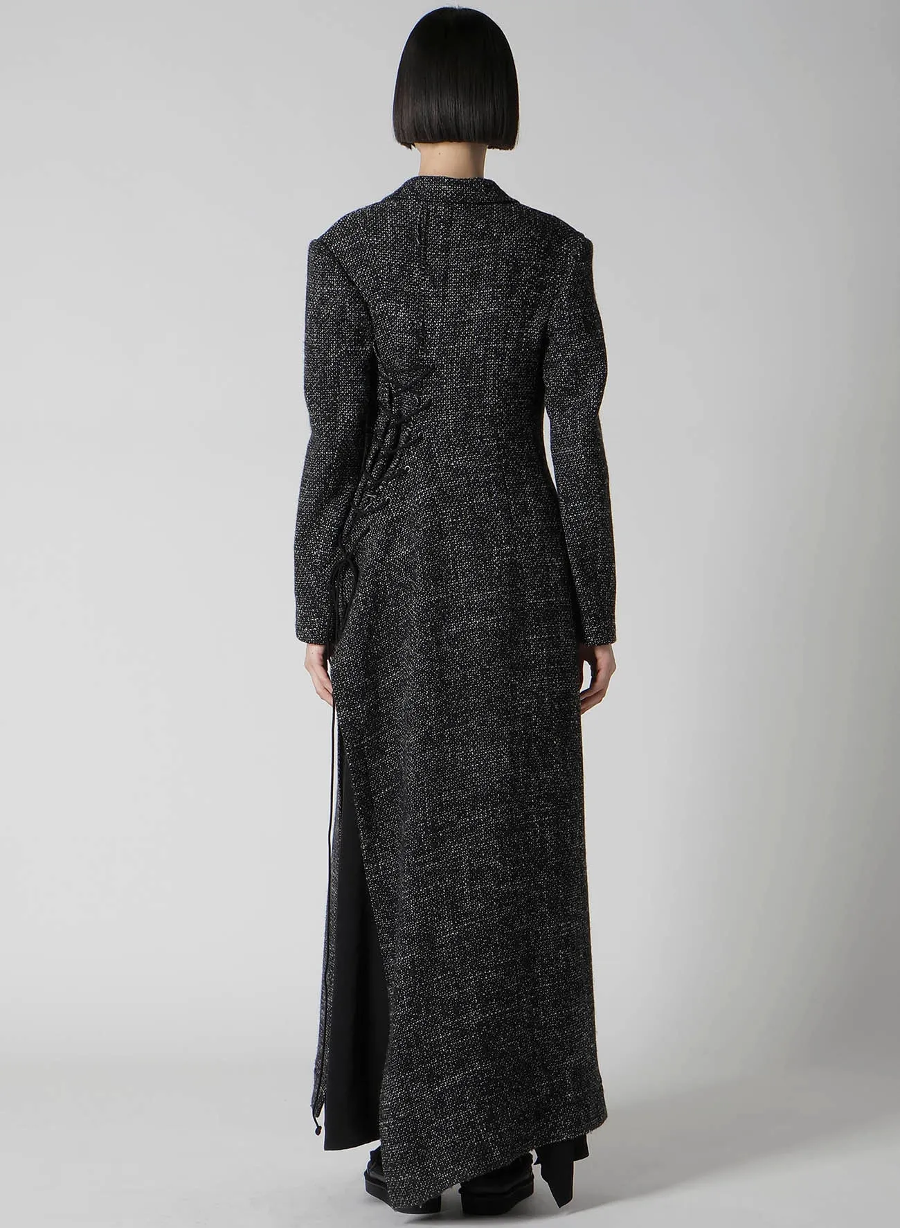 HANDMADE TWEED BACK LACE UP LONG COAT sold by Yohji Yamamoto product image thumbnail 5