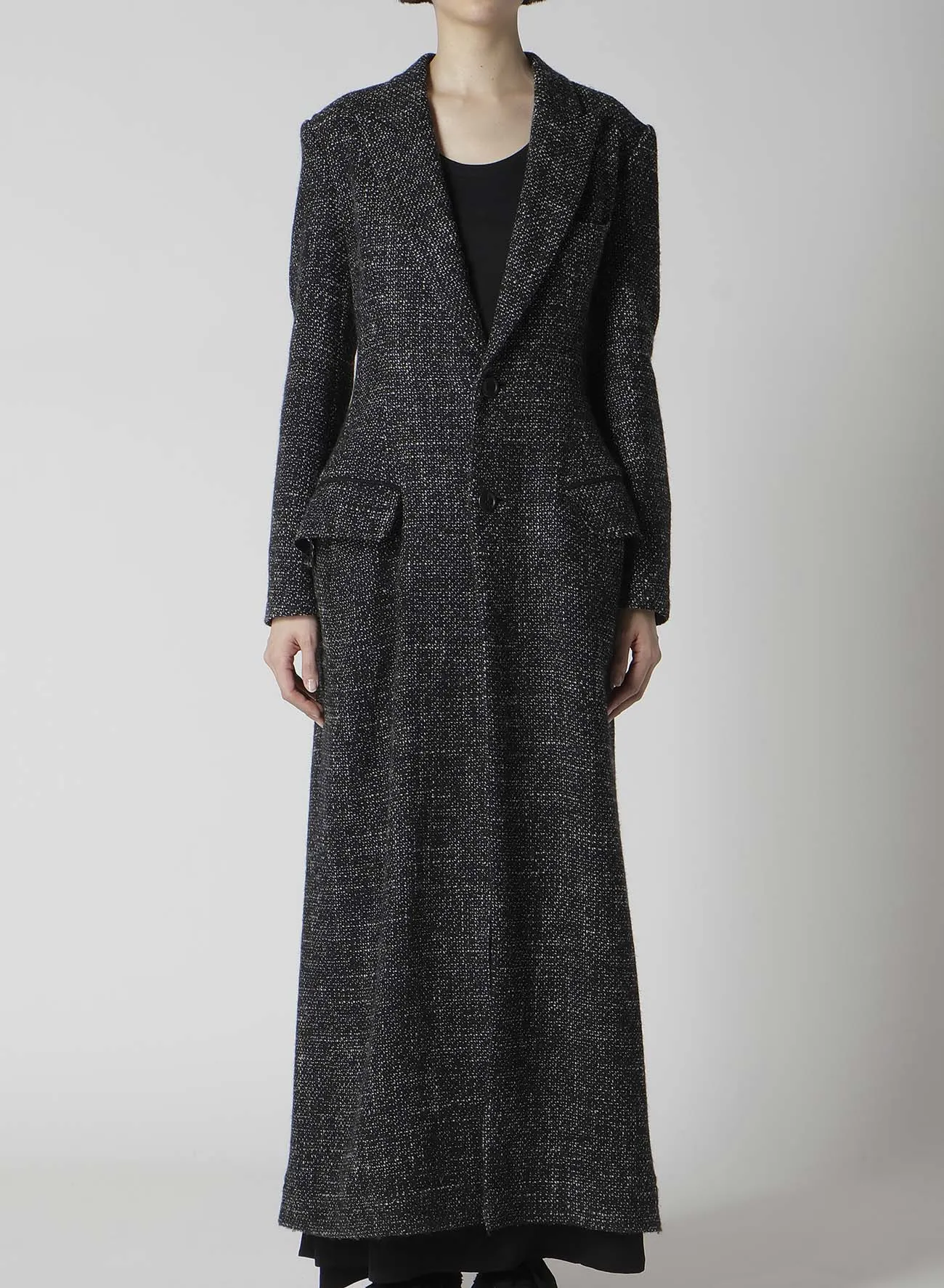 HANDMADE TWEED BACK LACE UP LONG COAT sold by Yohji Yamamoto product image thumbnail 2