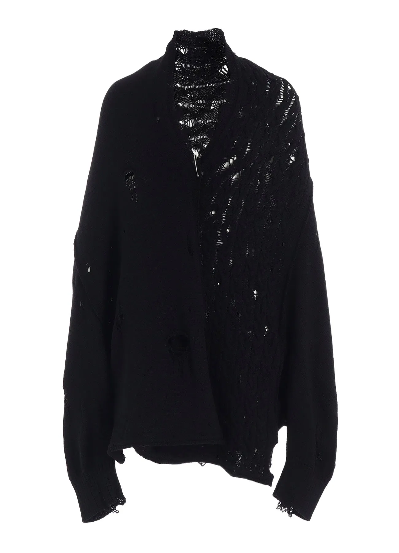 5G1P COMBINATION PATTERN DAMAGED DETAIL CARDIGAN sold by Yohji Yamamoto product image thumbnail 2