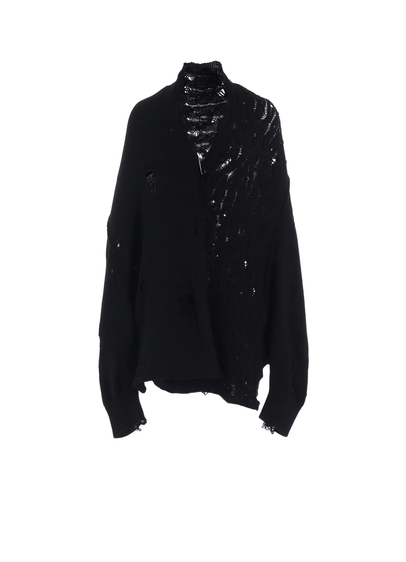 5G1P COMBINATION PATTERN DAMAGED DETAIL CARDIGAN sold by Yohji Yamamoto