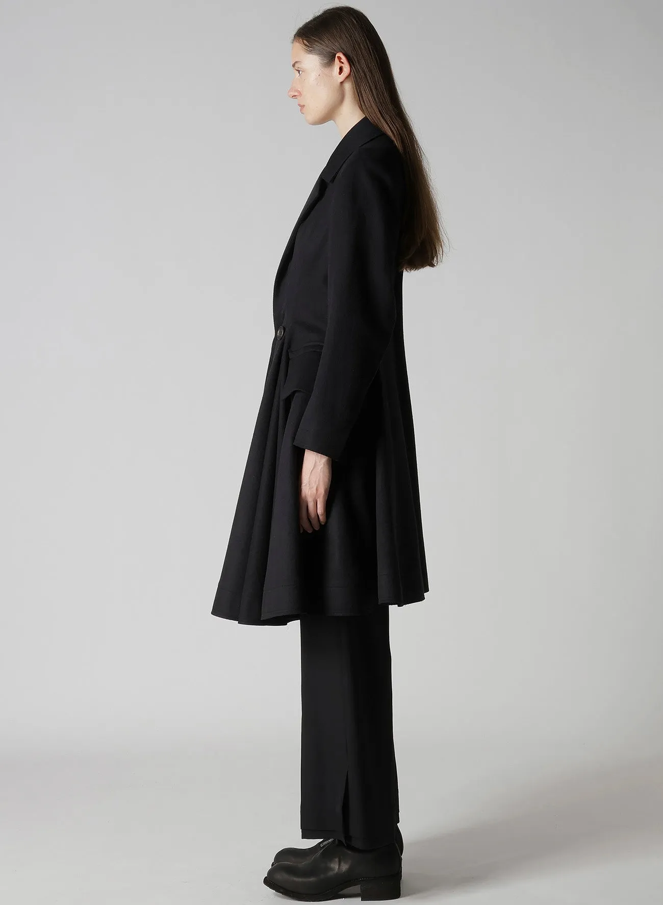 W/Ca BEAVER CLOTH PANELED FLARE COAT sold by Yohji Yamamoto product image thumbnail 4