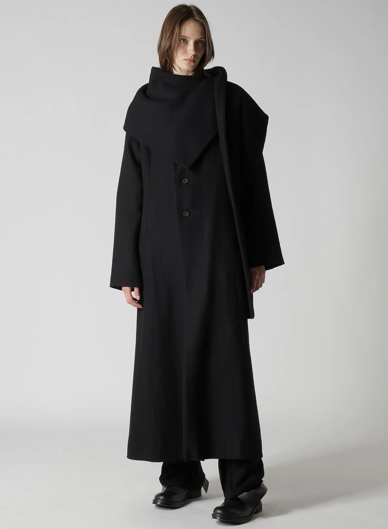 WOOL VIYELLA REVERSIBLE STOLE D COAT sold by Yohji Yamamoto product image thumbnail 3