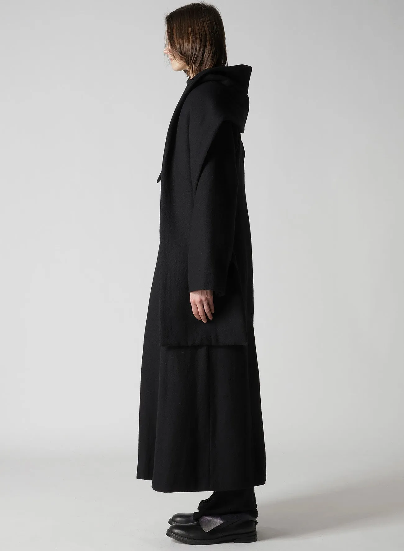 WOOL VIYELLA REVERSIBLE STOLE D COAT sold by Yohji Yamamoto product image thumbnail 4