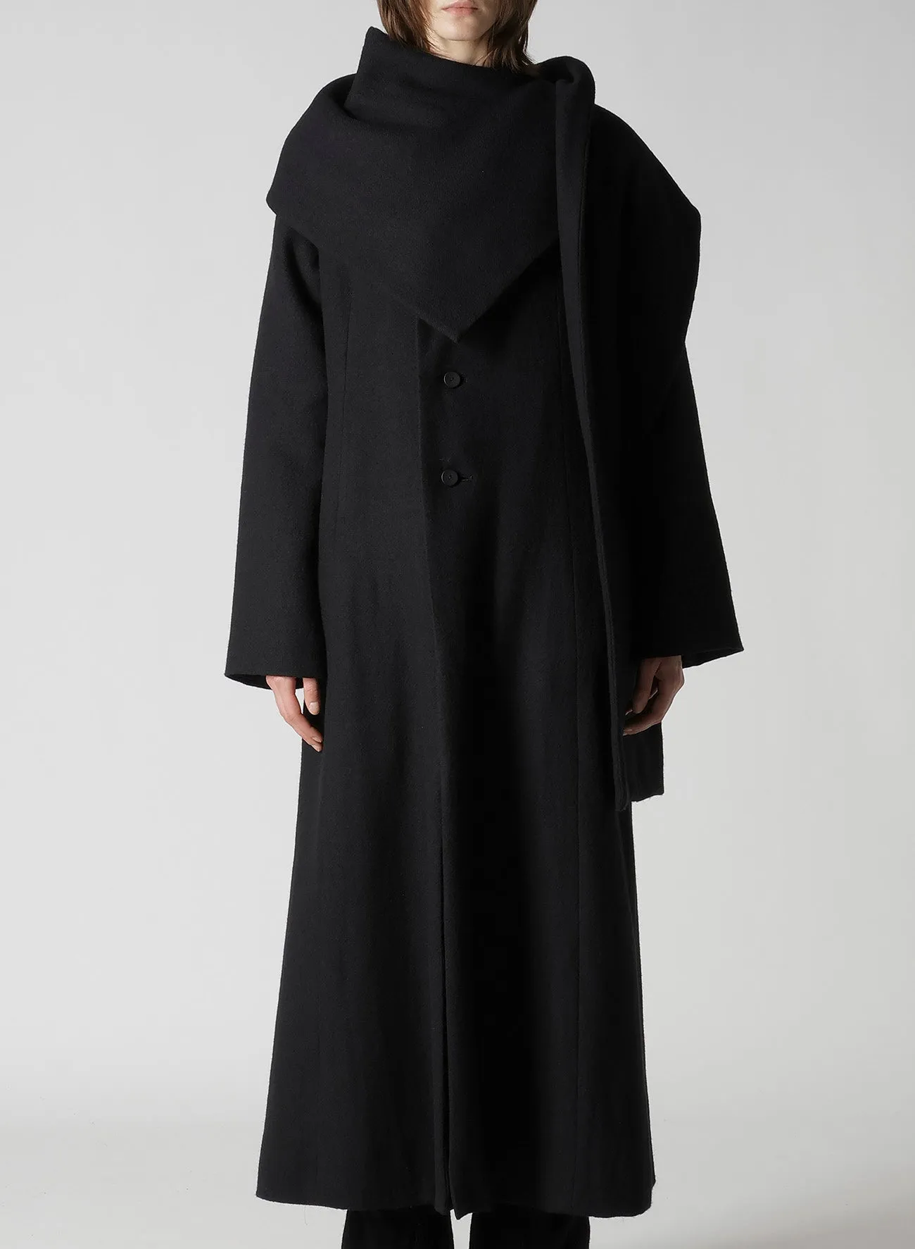 WOOL VIYELLA REVERSIBLE STOLE D COAT sold by Yohji Yamamoto product image thumbnail 2