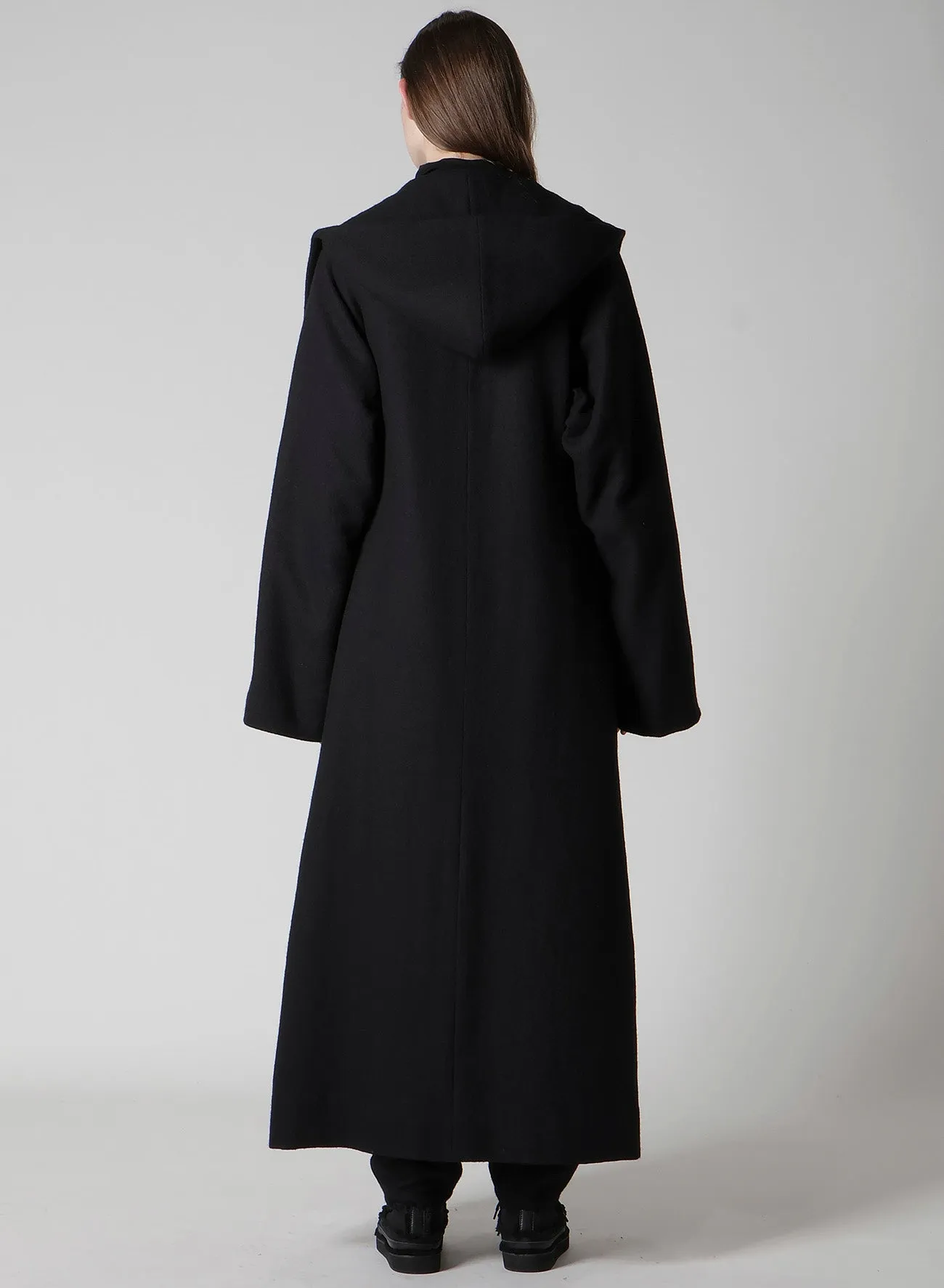 WOOL VIYELLA REVERSIBLE HOODED COAT sold by Yohji Yamamoto product image thumbnail 5