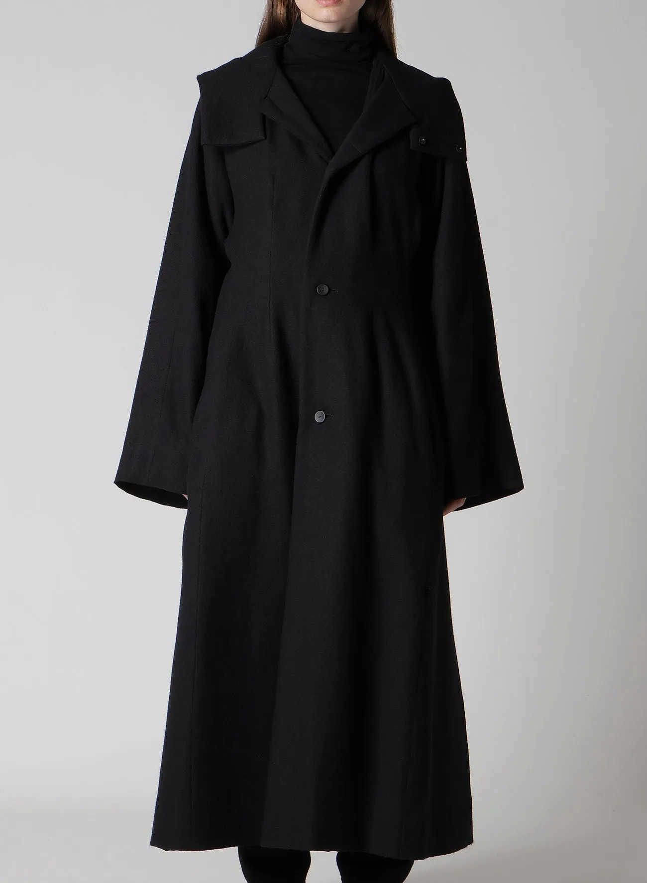 WOOL VIYELLA REVERSIBLE HOODED COAT sold by Yohji Yamamoto product image thumbnail 2