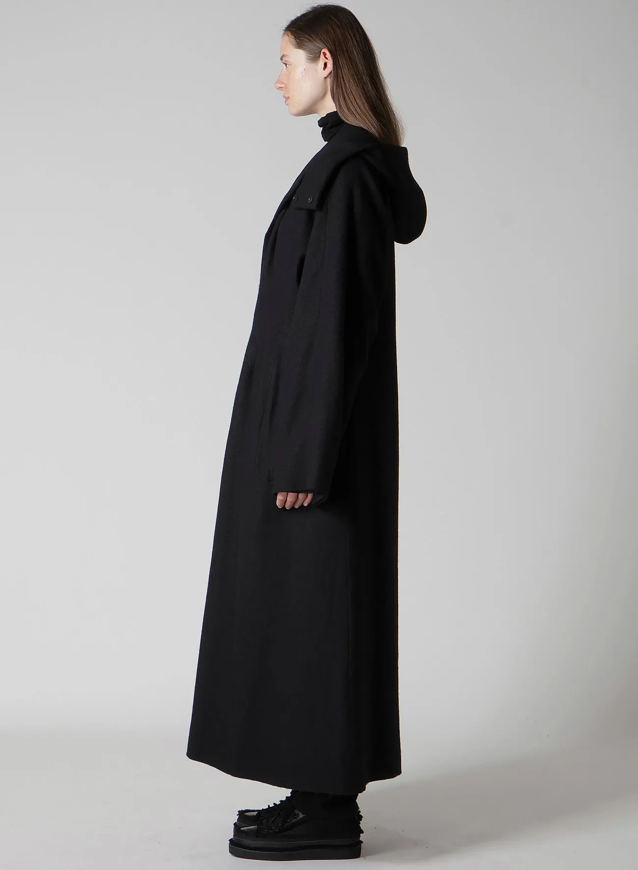 WOOL VIYELLA REVERSIBLE HOODED COAT sold by Yohji Yamamoto product image thumbnail 4