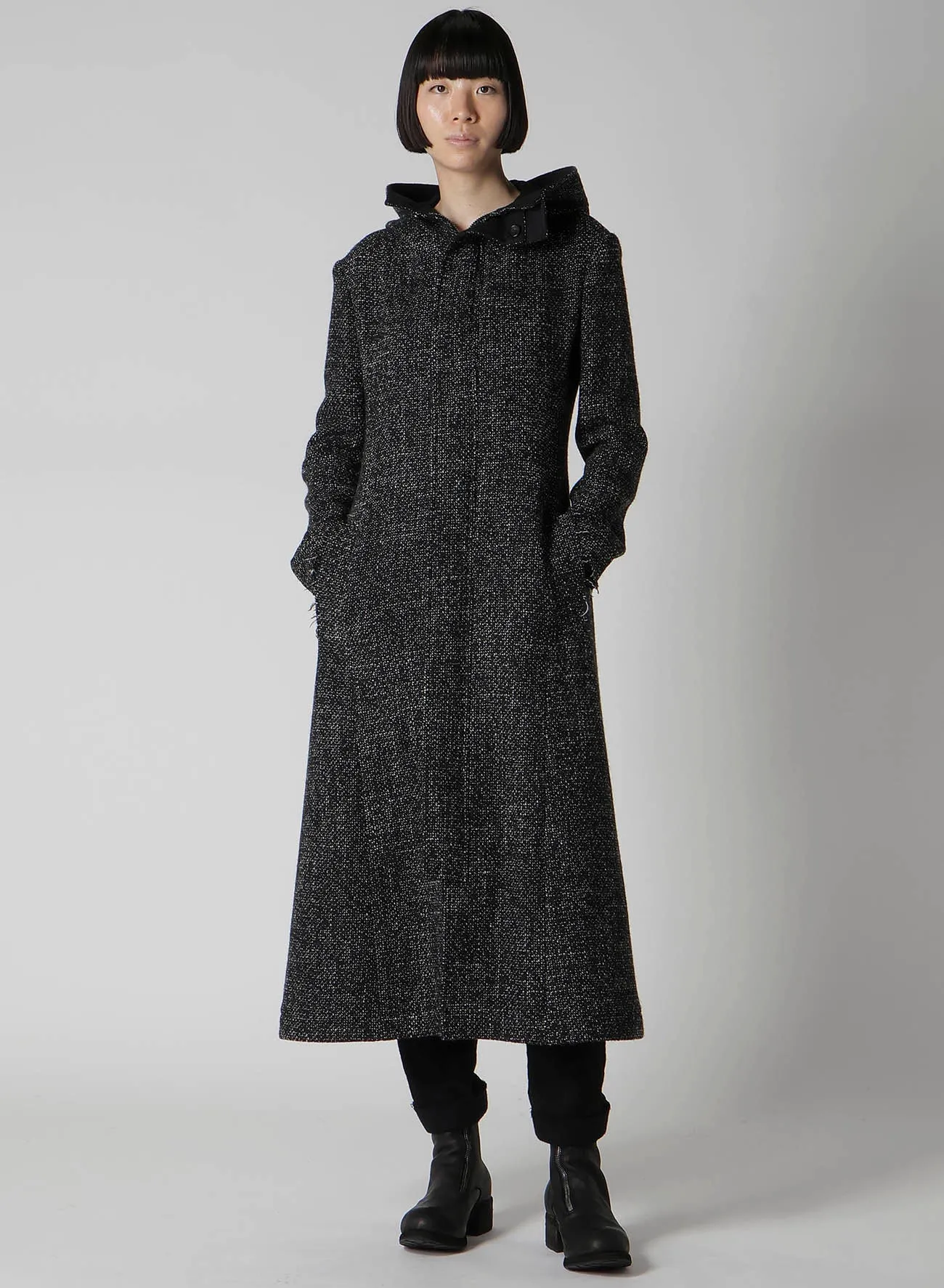 HANDMADE TWEED HOODED ZIP COAT sold by Yohji Yamamoto product image thumbnail 3