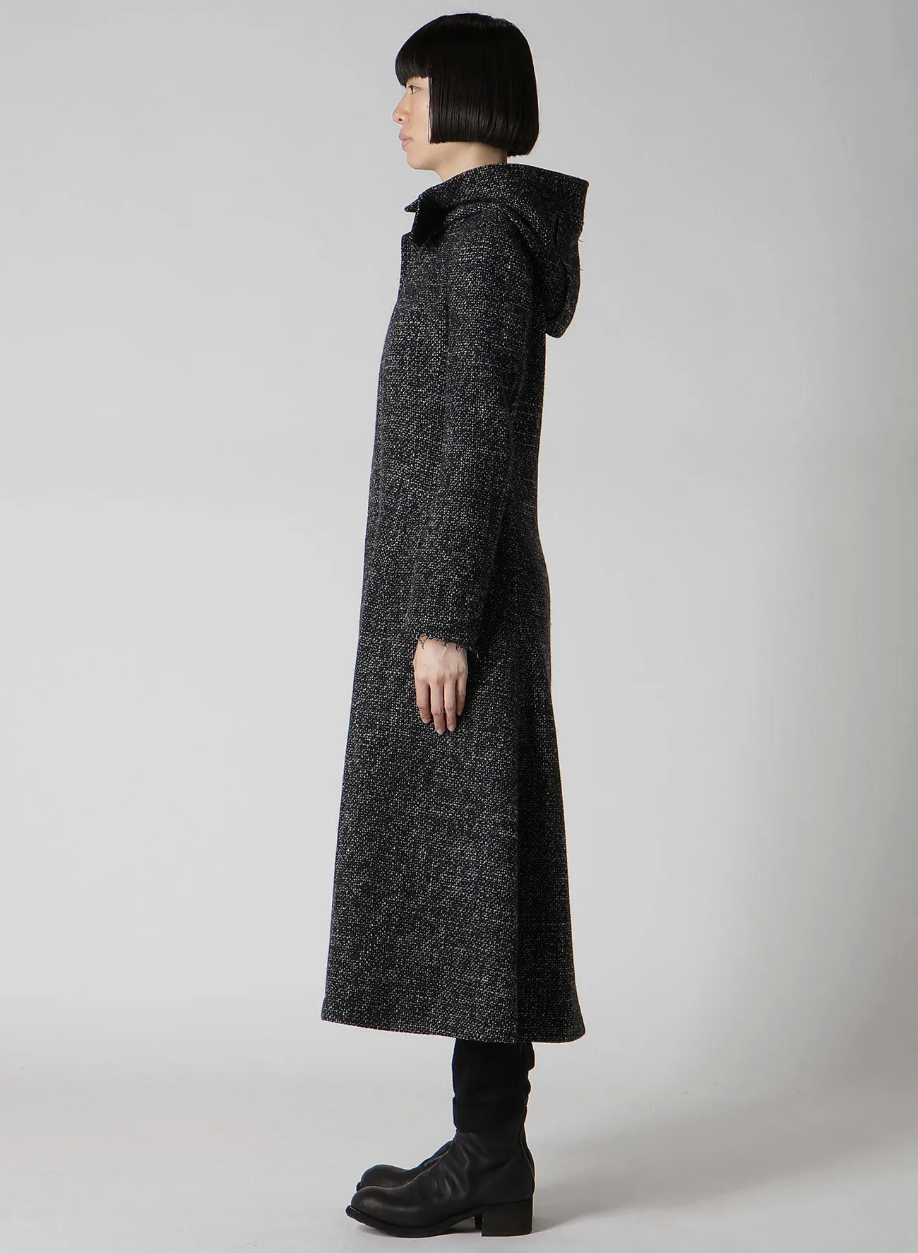 HANDMADE TWEED HOODED ZIP COAT sold by Yohji Yamamoto product image thumbnail 4