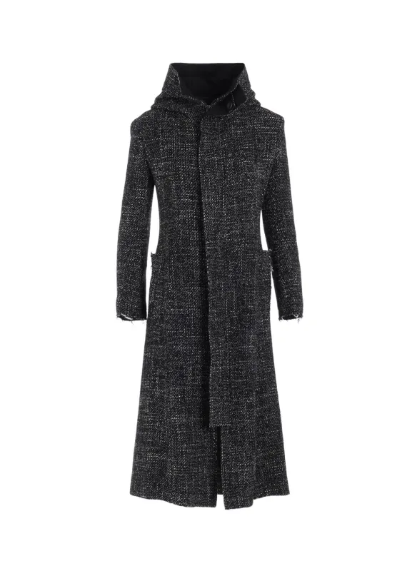 HANDMADE TWEED HOODED ZIP COAT made by Yohji Yamamoto