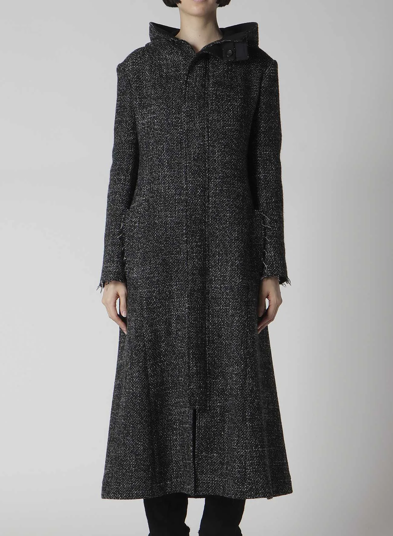 HANDMADE TWEED HOODED ZIP COAT sold by Yohji Yamamoto product image thumbnail 2