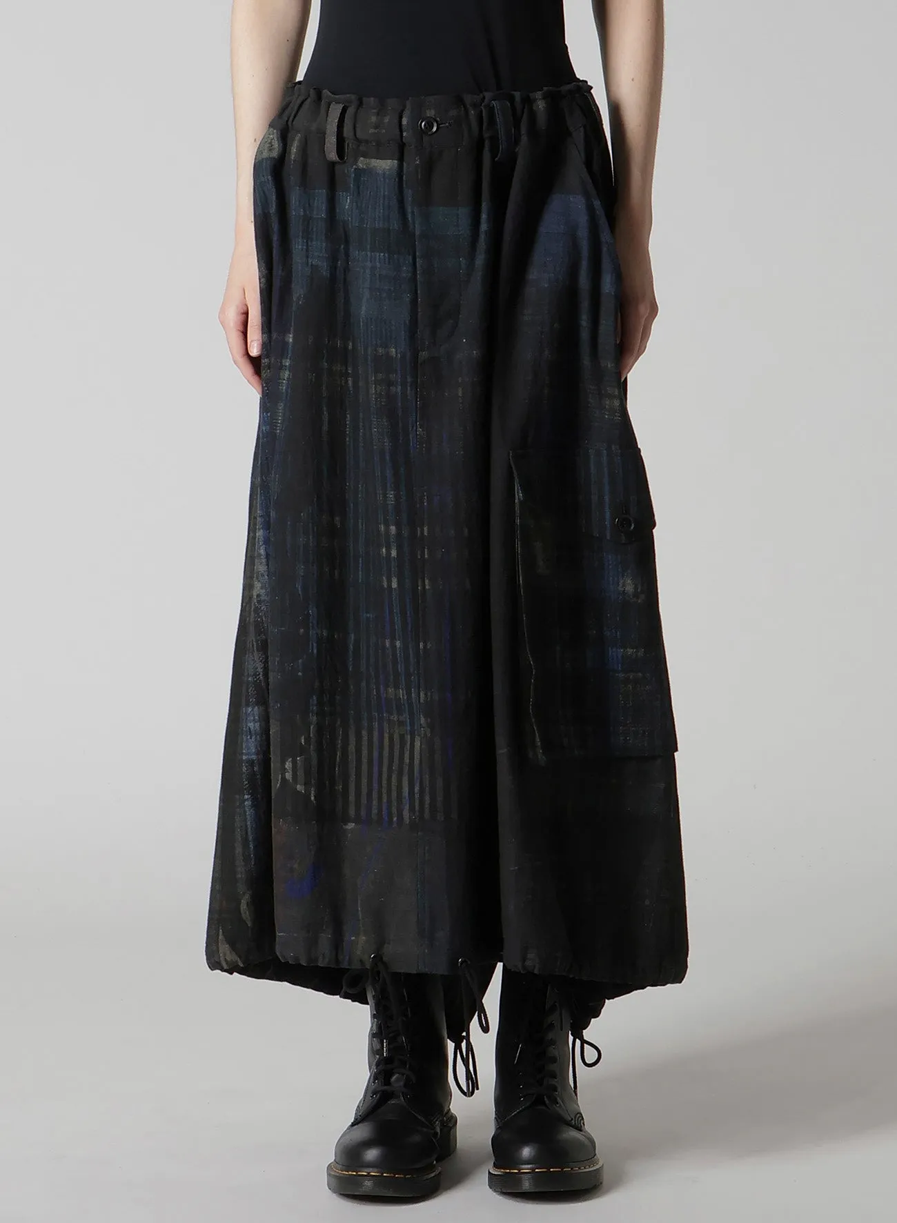 FADED PLAID 6OZ DENIM FISH TAIL SKIRT sold by Yohji Yamamoto product image thumbnail 4