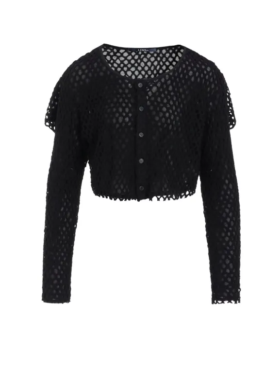 HOLE JACQUARD + CHIFFON PUFF CARDIGAN made by Yohji Yamamoto