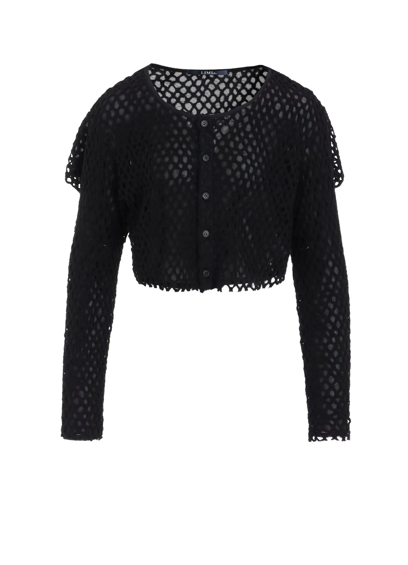 HOLE JACQUARD + CHIFFON PUFF CARDIGAN sold by Yohji Yamamoto