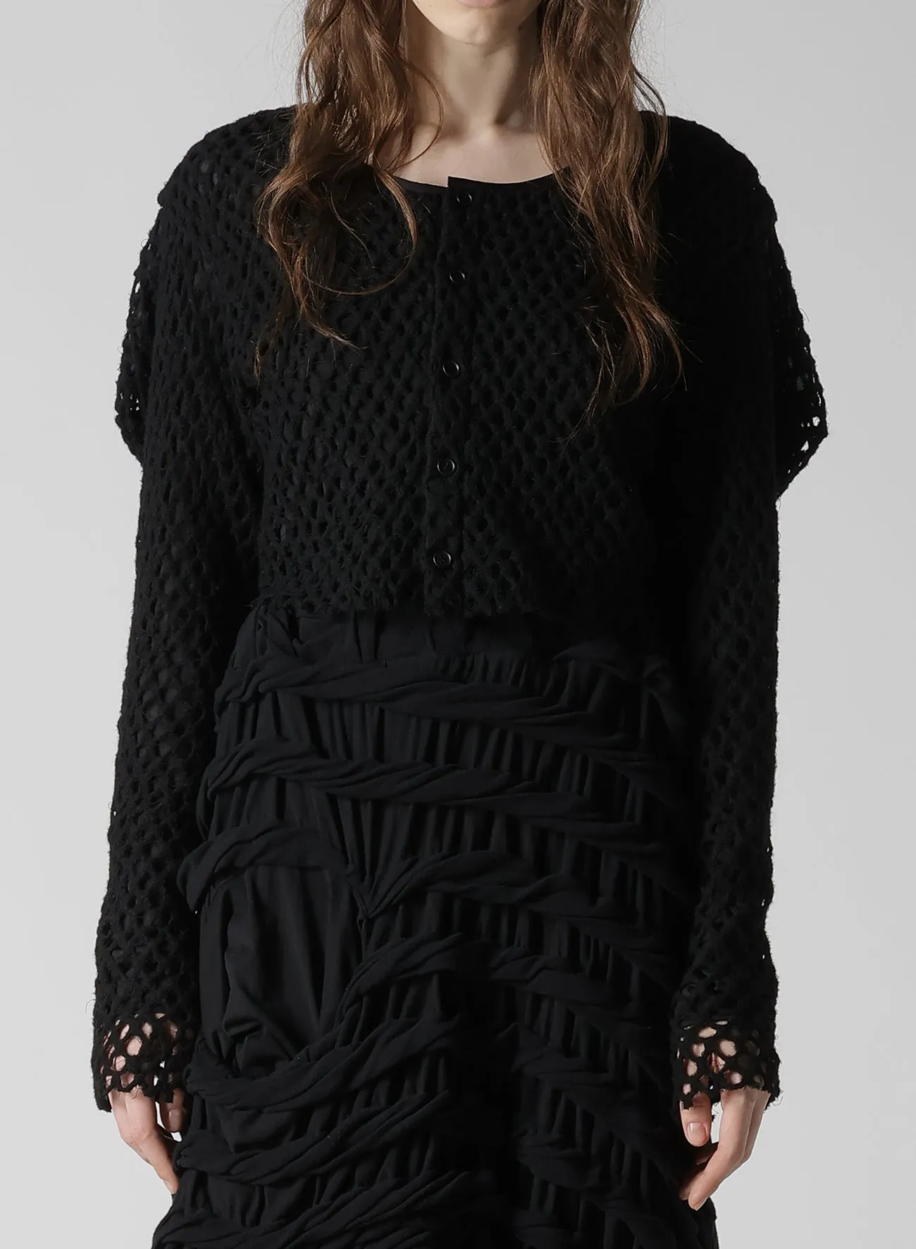HOLE JACQUARD + CHIFFON PUFF CARDIGAN sold by Yohji Yamamoto product image thumbnail 4