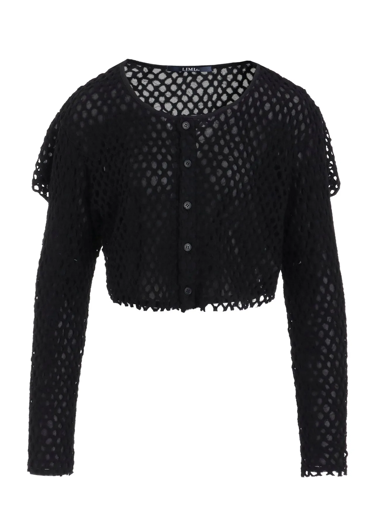 HOLE JACQUARD + CHIFFON PUFF CARDIGAN sold by Yohji Yamamoto product image thumbnail 2