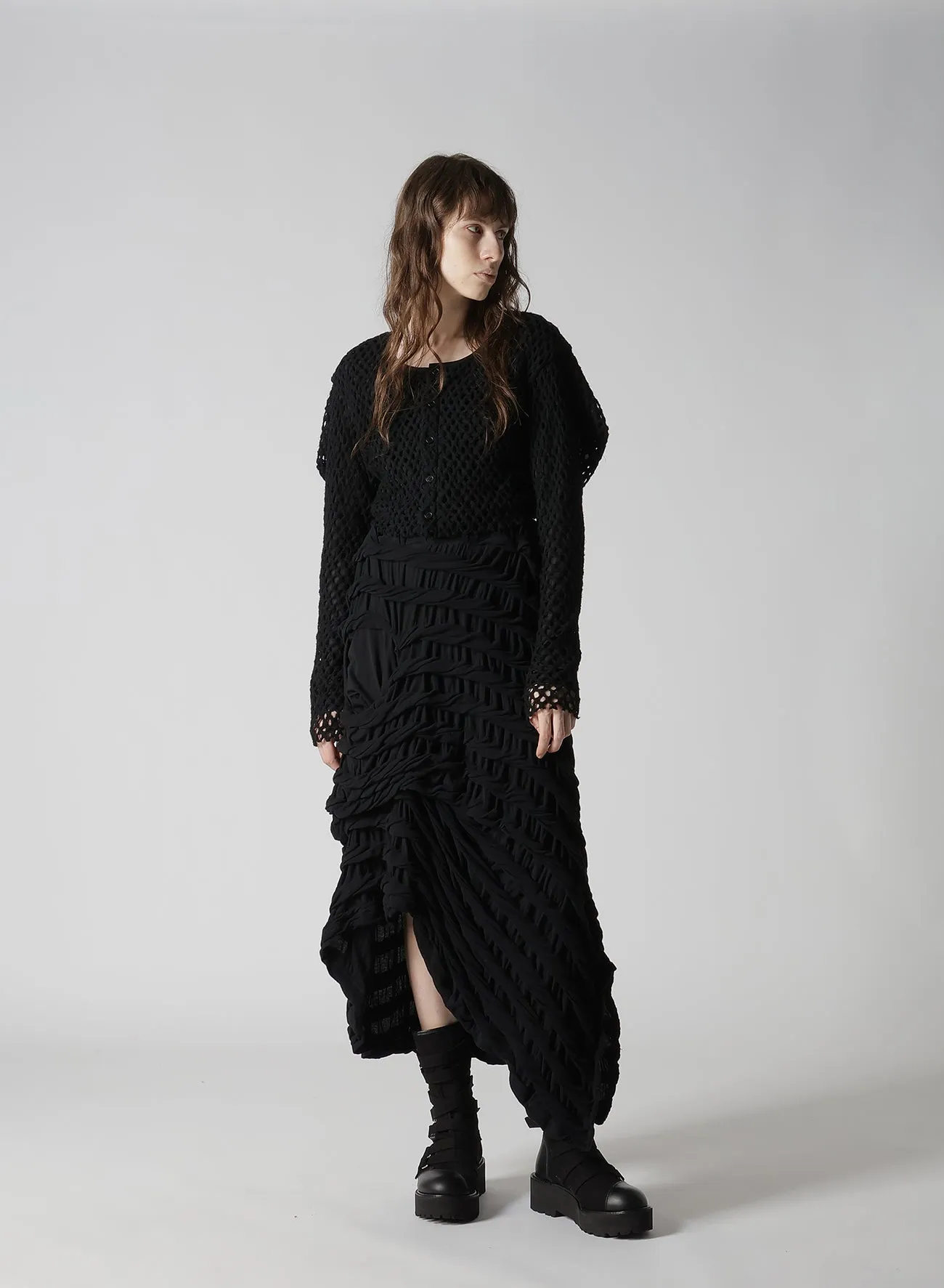 HOLE JACQUARD + CHIFFON PUFF CARDIGAN sold by Yohji Yamamoto product image thumbnail 5