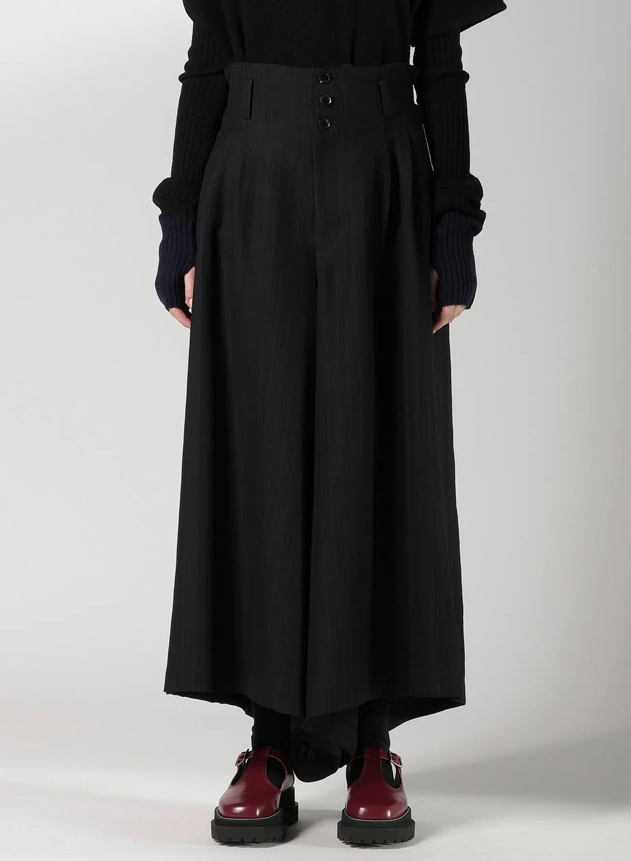 VISCOSE TWEED STRIPE WIDE PANTS sold by Yohji Yamamoto product image thumbnail 4