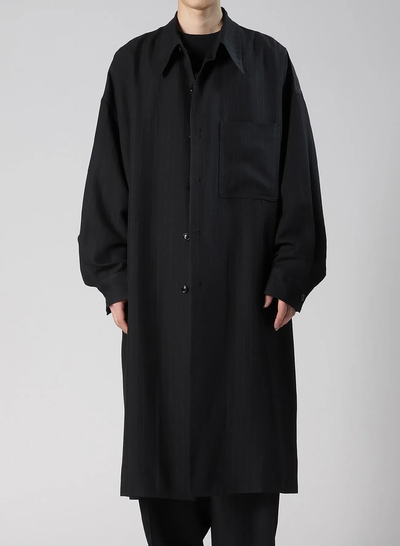 VISCOSE TWEED STRIPE LONG COAT sold by Yohji Yamamoto product image thumbnail 5