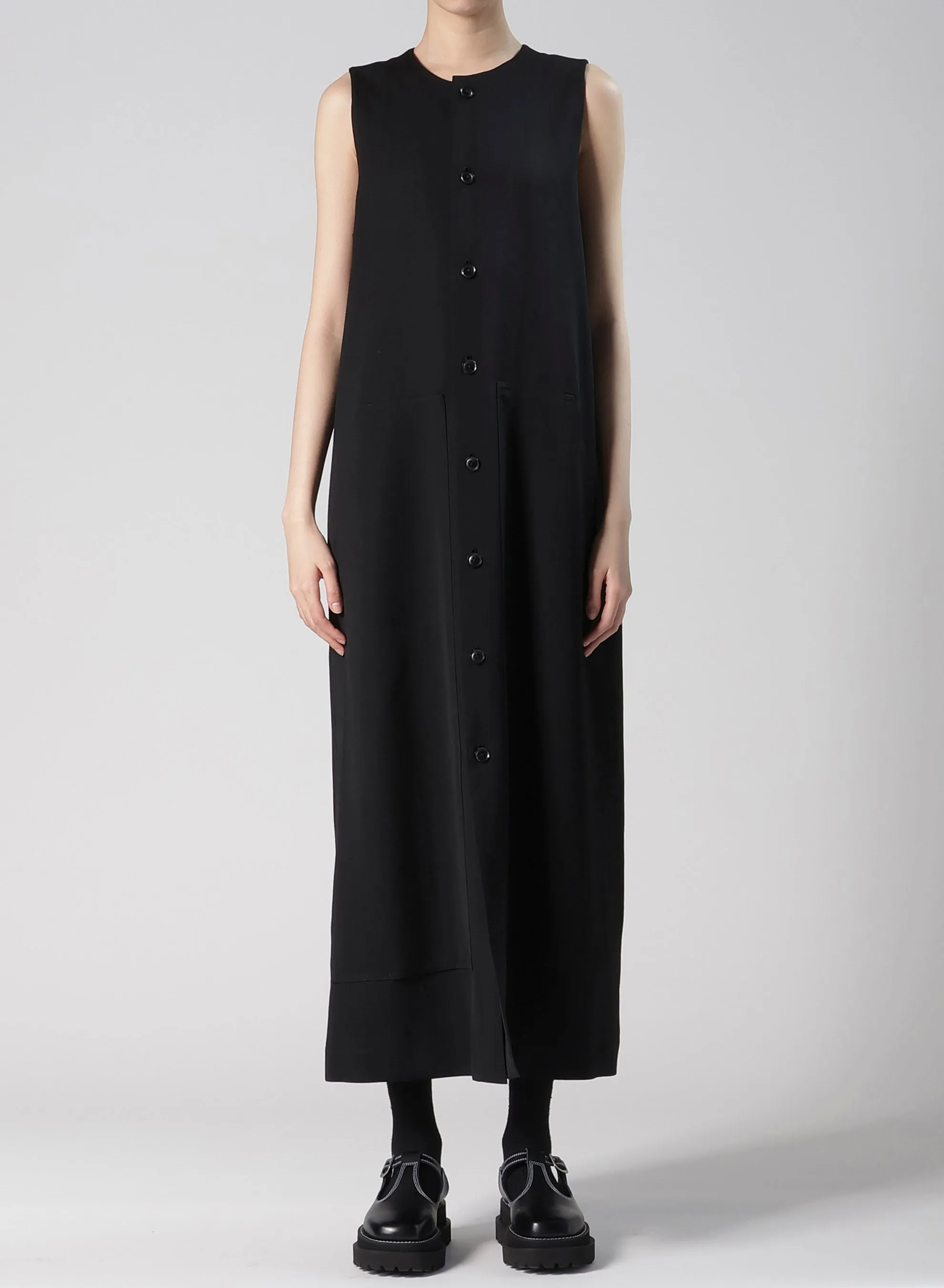 WOOL GABARDINE FRONT OPEN DRESS sold by Yohji Yamamoto product image thumbnail 4