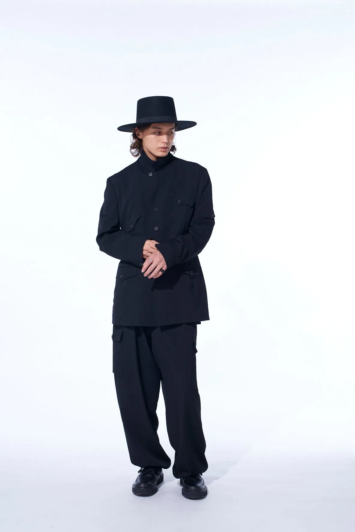 WASHER WOOL GABARDINE ASYMMETRIC POCKET JACKET sold by Yohji Yamamoto product image thumbnail 2