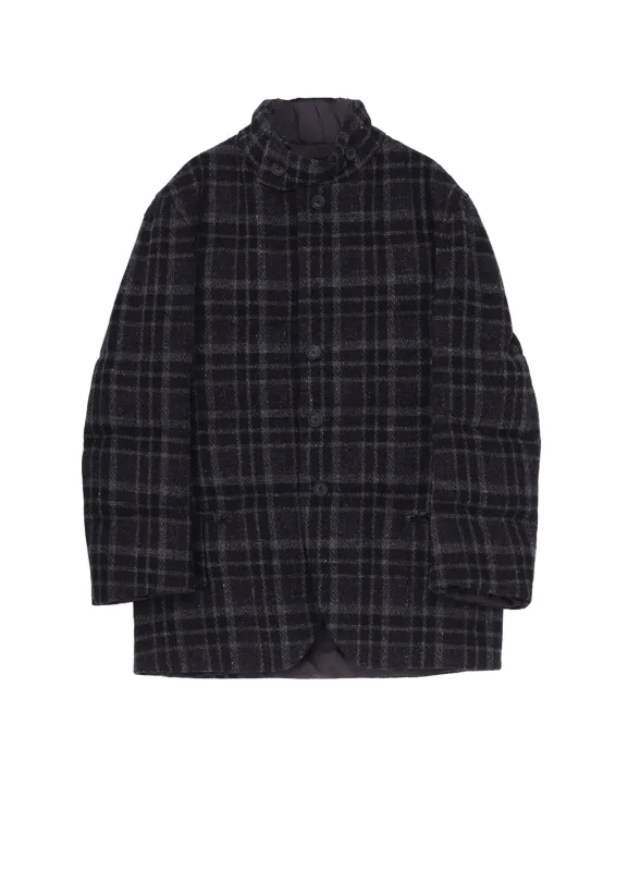 HORIZONTAL PADDED PLAID STAND JACKET made by Yohji Yamamoto