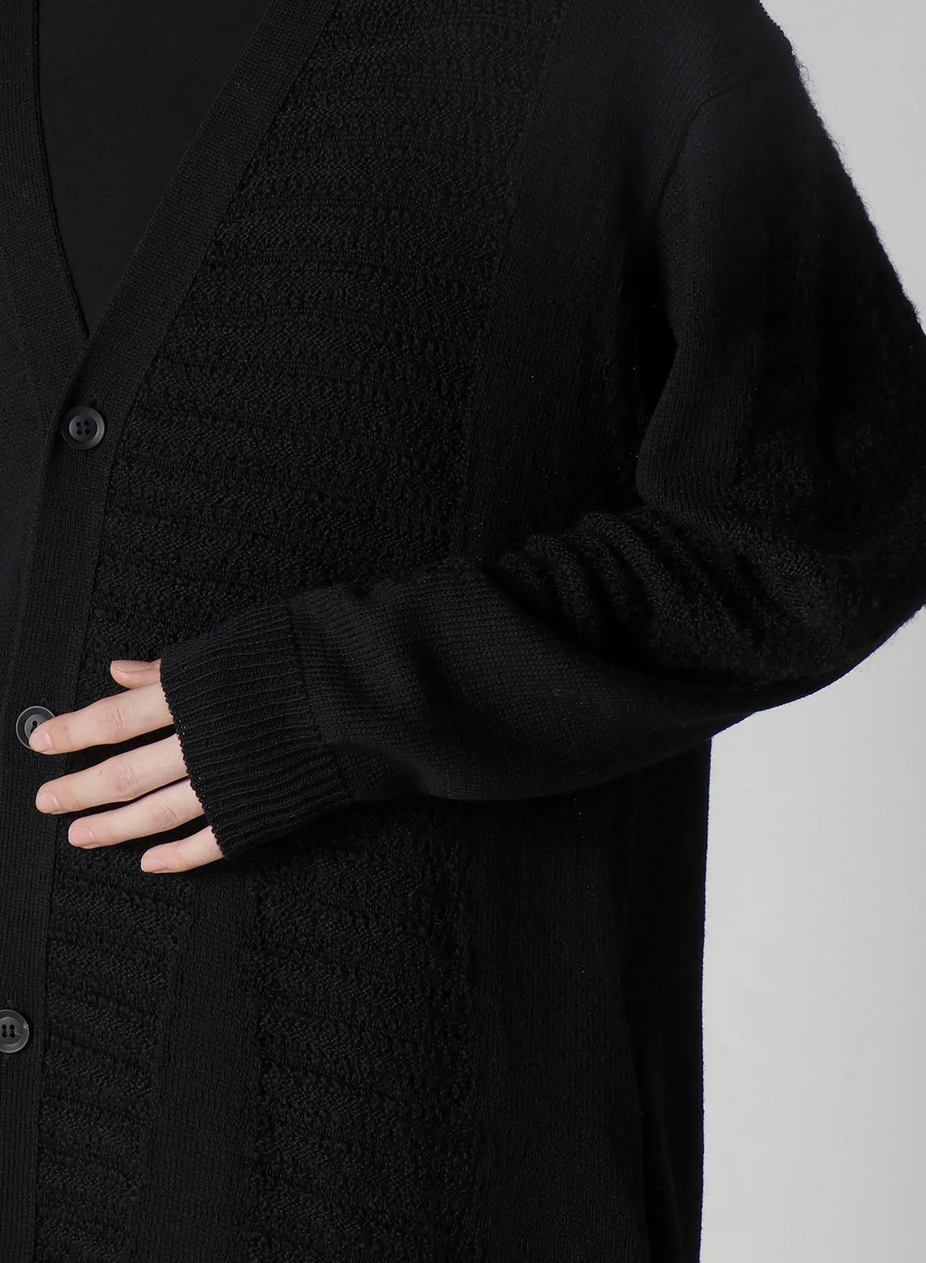 5G1P COMBINATION KNIT COMBINATION V NECK CARDIGAN sold by Yohji Yamamoto product image thumbnail 4